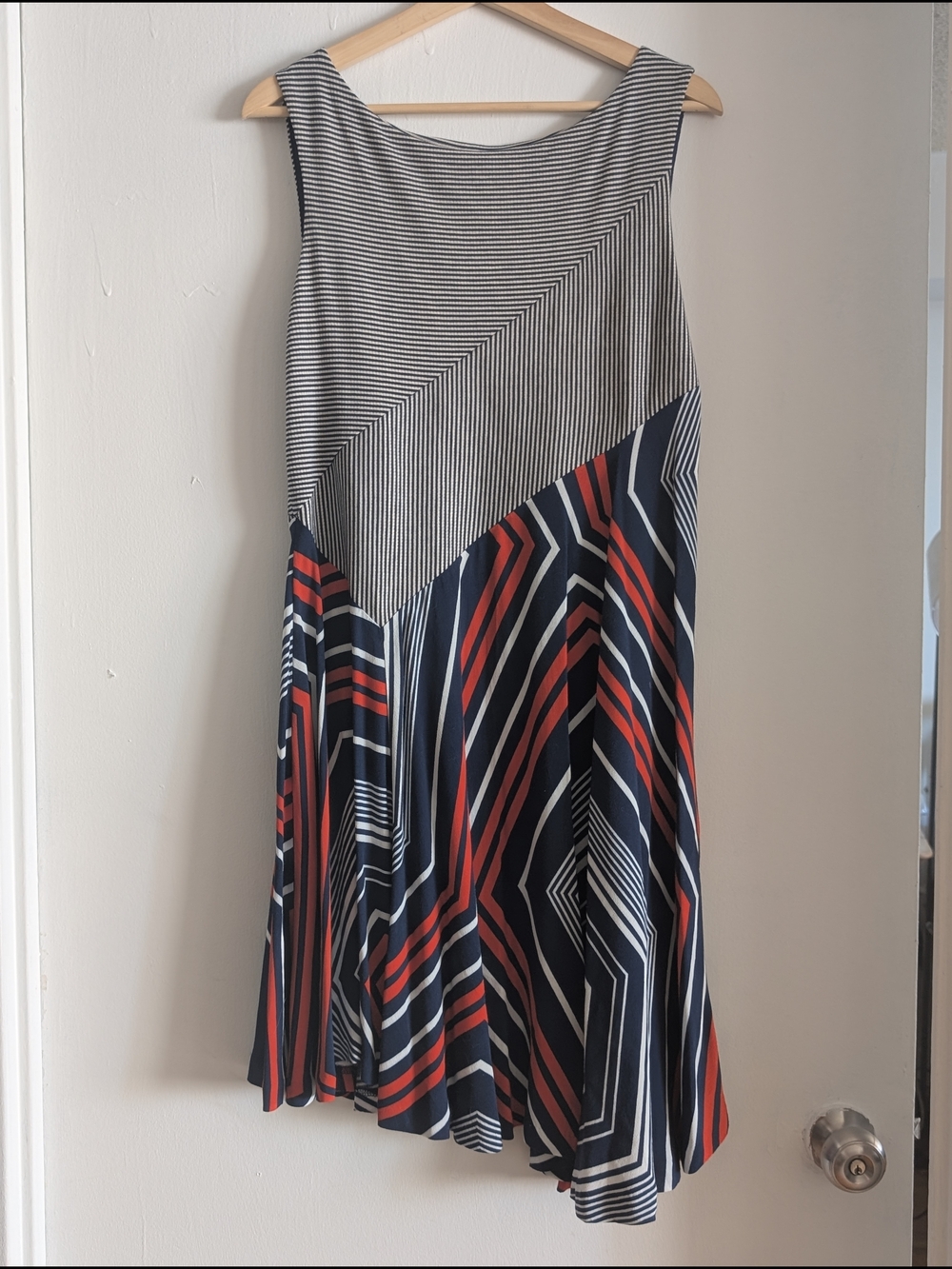 Maeve Red Striped Top with Yellow Label